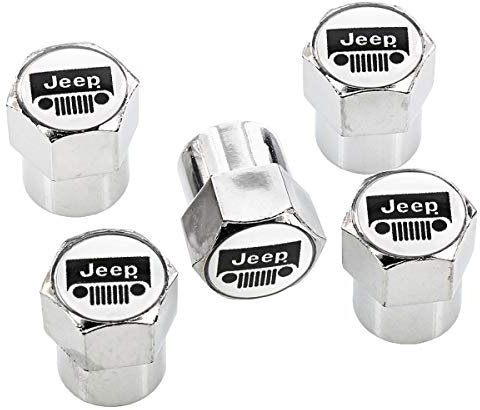 Jeep Ventilkappenabdeckungen mit Logo, Schwarz (Chrom A)