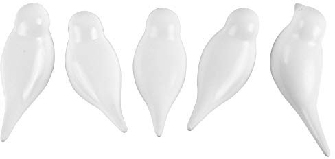 WEFLAIR 5er-Set Vogel Kleiderhaken, Wand Haken, Wand Dekoration Mantelhaken für Mänteln, Mützen, Schals, Jacken, Kleidung und Kopfhörer, Weiß