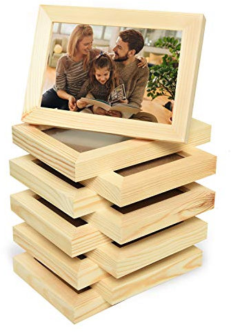 Vumdua 10 Stück Holz-Bilderrahmen zum Basteln, unlackierte Holz-Bilderrahmen, Bastelrahmen-Set für Kunsthandwerk, DIY-Malprojekte – für Erwachsene und Kinder Handwerk (12,7 x 17,8 cm, Rahmengröße für