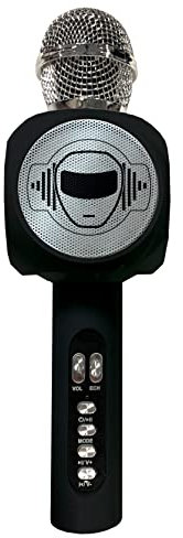 Lexibook, Drahtloses Mikrofon mit Lautsprecher und Beleuchtung, Bluetooth®, Sprachwechselfunktion, Lichteffekte, Micro-SD-Steckplatz, USB, Schwarz/Silber, MIC260