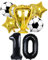Conruich Fußball Luftballon Set, Geburtstagsdeko Jungen 10 Jahr, Schwarz Riesen Folienballon Zahlen 10, Fußball Thema 10 Jahr Party Deko Luftballons, 10. Geburtstag Party Dekoration für Kinder Jungen
