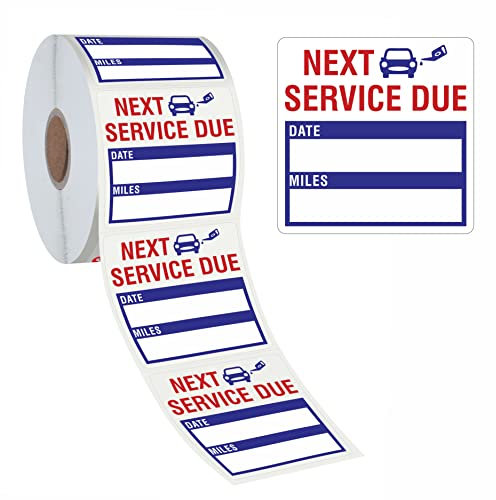 300 Stück Ölwechsel Erinnerungs Aufkleber, Wasserdicht Reißfest Rückstandsfrei, Erinnerung an Fälligen Automatischen Wartungsservice in Rolle mit Perforationslinie (5 x 5 cm, Blau)