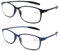 DOOViC 2 Stücke Blaulichtfilter Lesebrille für Damen/Herren 2,5 Flexible Bügel Leicht Brille mit Stärke (Blau+Schwarz)