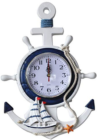 Homoyoyo Ancora Orologio in Stile Mediterraneo in Stile Mediterraneo Orologio da Parete Ancora E Barca Ruota Orologio da Parete Spiaggia Mare Tema Spiaggia Nave Navale Ruota