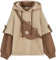 YINGKE Delle Donne Kawaii Anime Orso Anime Top Falso in Due Pezzi con Cappuccio Teen Girls Harajuku Style Pullover Felpa(M,Marrone)