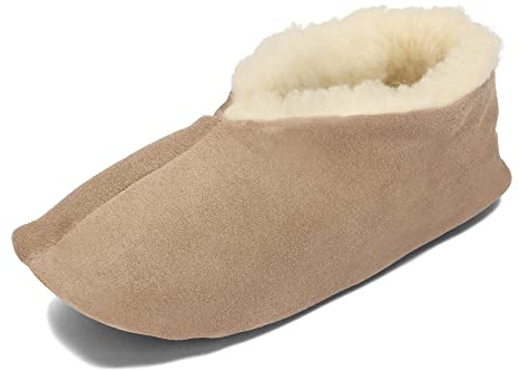 BeComfy Unisex Warme Leder Wolle Hausschuhe Damen Herren Winter Gefüttert Wildleder Pantoffeln 36-46 EU