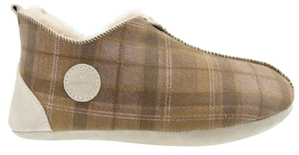 Vanuba Handgemacht Lammfell Hausschuhe Damen Winter Oxford Tartan Warme Hausschuhe Geschlossen - Pantoffeln Damen - Hüttenschuhe