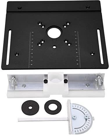 Frästischeinsatzplatte aus Aluminiumlegierung für die Holzbearbeitung, Frässchablonen für Fräsplatten und Hebesysteme, No Router Lift (Schwarz)