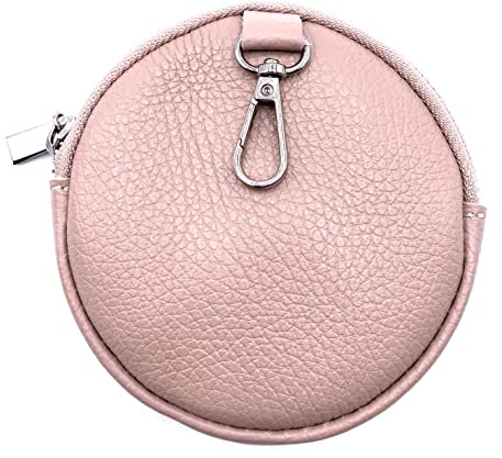 FASHION YOU WANT Damen Münzbörse aus echtes Leder, kleine Geldbörse mit Reißverschluss, Mini Portemonnaie Coin Pocket für Frauen Mädchen Kinder (Dunkelbeige)