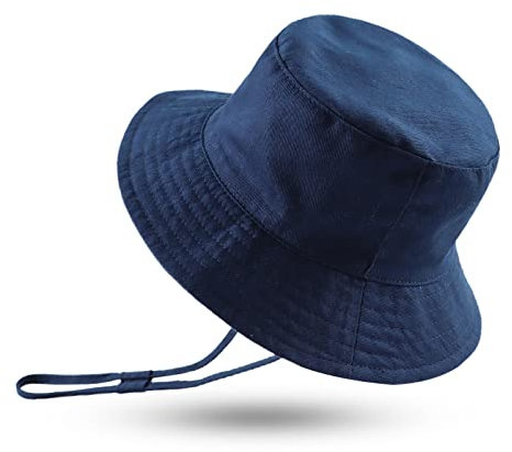 XIAOHAWANG Baby Sonnenmütze Jungen Sonnenhut UV Schutz Baby Mädchen Mütze Sommer Atmungsaktiv Kinder Fischerhut Mit Mesh-Futter(Marine,2-4Jahen)
