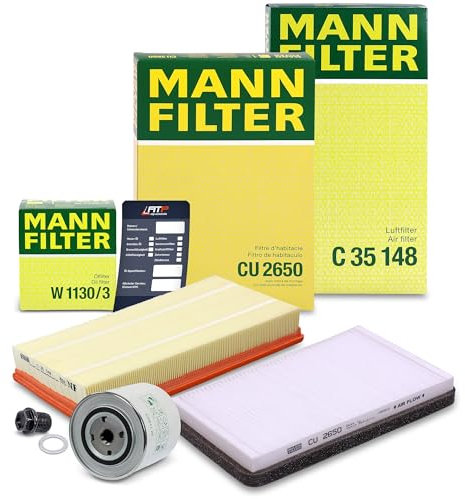 MANN-FILTER Inspektionspaket Filterset 1x Ölfilter, 1x Luftfilter, 1x Innenraumfilter, 1x Ölablassschraube mit Dichtring Kompatibel mit VOLVO 850 (854), 850 Kombi (855), S70 (874), V70 I (875, 876)