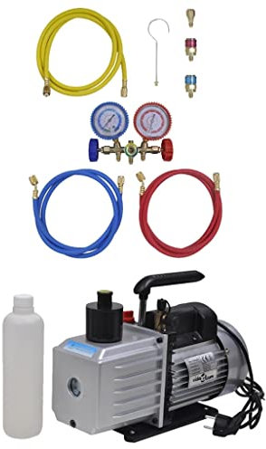 Vakuumpumpe mit 2-Wege-Manifold Gauge Set für Klimaanlage, Vakuumpumpe: