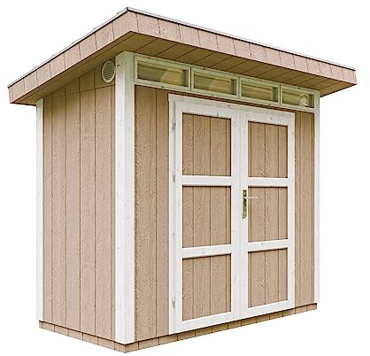 Gartenhaus Premium Qualität 3m² - L161xW294cm- All-Inclusive-Set mit Boden, Bitumen-Dachziegeln, Farbset- Hochwertiger Geräteschuppen aus Holzwerkstoffplatten LP Smartside - M901A Terra Brown