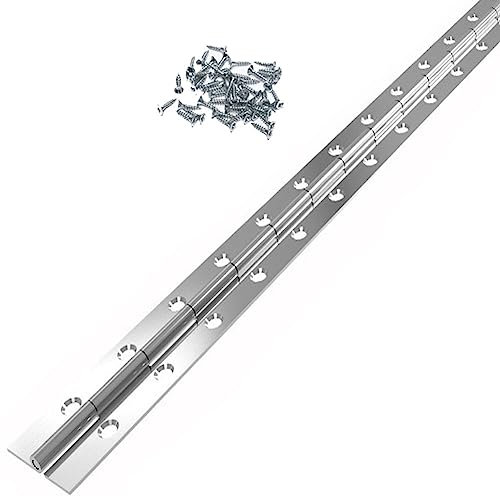 Durchgehendes Klavierscharnier, Metallscharnier 600x50x1mm, Edelstahl Chrom Langes Scharnier 270 Grad Offen Robustes Möbelscharnier für Klaviere, Schrank, Türen, Große Fenster, Boote, mit Schrauben