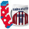 mundohuevo Regalo Original Equipo de Futbol. Taza (Personalizada) y Trio de Calcetines. Atletico. Personaliza la Taza con el Nombre y Numero Que Quieras