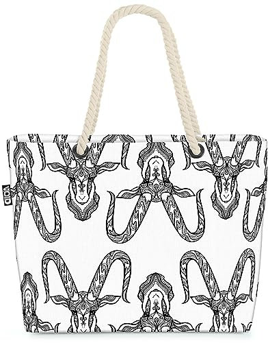 VOID Capricorn Steinbock Horoskop Strandtasche Shopper 58x38x16cm 23L XXL Einkaufstasche Tasche Reisetasche Beach Bag