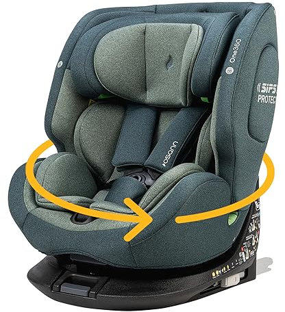 Osann One360 i-Size, 360 Grad drehbarer Kindersitz 40-150 cm, Reboarder mit Isofix, mitwachsender Kinderautositz - Universe Green