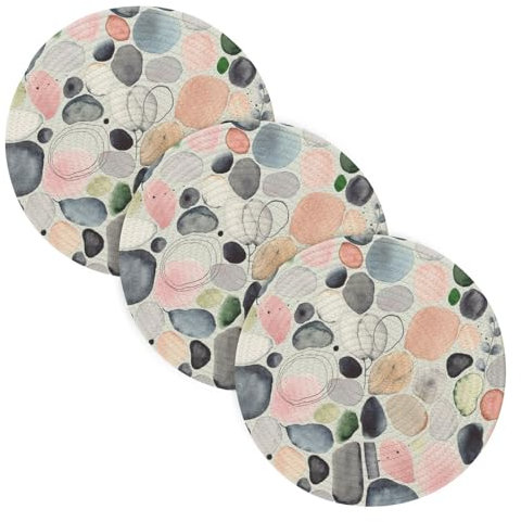 3 Pcs Large Trivet for Hot Dishes 15in Cotton Thread Weave Dish Holder for Instant Pot Spoon Rest for Cooking and Baking Abstract Stones