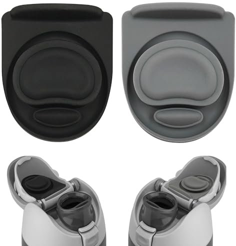 XYQMLY 2pcs Replacement Stopper Compatible with Owala FreeSip 24oz 32oz, Water Bottle Top Lid Gasket Parts for Owala 19/24/32/40oz, Silicone Gasket Seal Bottle Cap Mouth Stopper Plug, Grey/Black