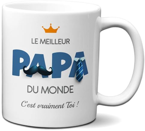 L'Esprit Des Anges Tasse-Mug Cadeau Papa -Meilleur Papa du Monde- Idée Cadeau Humour Papa Original Anniversaire Fête de Pères