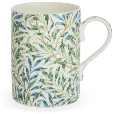 Spode Pure Morris Willow Bough Mug, 12-Ounce Ceramic Coffee Mug with Large Handle, Large Tea and Coffee Cup for Office and Home, Dishwasher and Microwave Safe, Green, 1791558