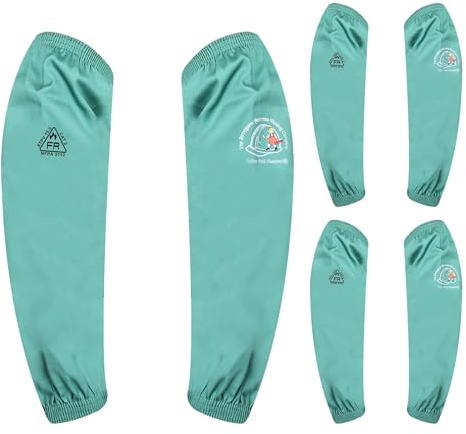 Strongarm FR Welding Sleeves, 18 Inch, Green, 9 oz Flame-Resistant Cotton, Elastic Cuffs, 3-Pack (3 Pairs / 6 Sleeves), Breathable Spark & Spatter Arm Protection for Welding, Grinding & Fabrication