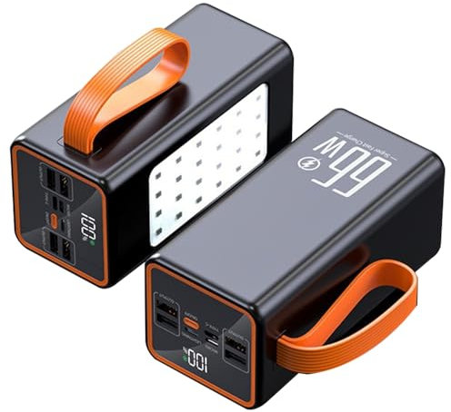 WSGDSG Power Bank ad Alta capacità da 80000 mAh, Caricabatterie Portatile a Ricarica Rapida PD66W con 4 uscite, Batteria Esterna con Display LED per Telefoni Tablet(Size:60000mAh,Color:Nero)