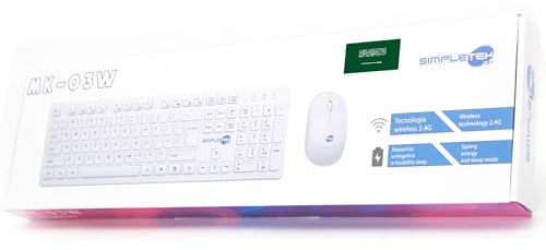 Simpletek - Kabellose Maus & Tastatur 2,4 G arabisches Layout | Arabic Tastatur QWERTY mit numerischer Tastatur und ergonomischer Maus mit 3 Tasten USB-Empfänger