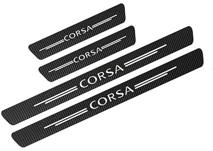 SANQIUTOU 4 Stück Auto Einstiegsleisten Schutz für Opel Corsa D A B C E F OPC Accessories 2021 2020 2019 2018 2017,karbon Folie für Auto mit Logo Kohlefaser Auto Türeinstiegsschutz Aufkleber