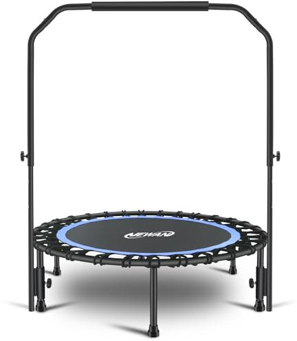 Newan 40 Silent Mini Trampoline with Adjustable Handle Bar Fitness Trampoline Bungee Rebounder Jumping Cardio Trainer Workout for Adults - Max Limit 330 lbs