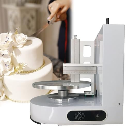 WDDEYYDS Máquina de decoración de Pasteles 60-320 RPM Máquina alisadora de Crema para Untar Tortas de 6-14 Pulgadas Plato Giratorio automático de Acero Inoxidable 304 para Restaurante,White