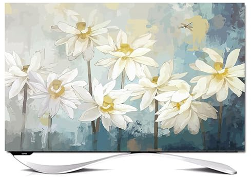 TV Cover TV Protector, Indoor Dust-Proof Screen Anti-Scratch Protection TV Cover, Painting Pattern Television Cover, Printed Dust-Proof Protector(Color3,75inch)