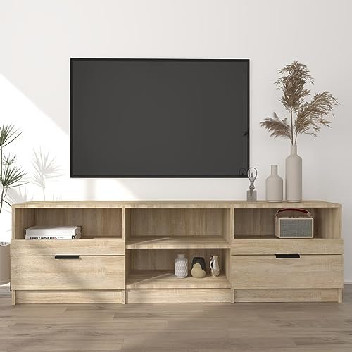 ShGaxin Mobile TV, mobile per soggiorno, soggiorno TV, tavolo TV, tavolo TV, mobile bagno TV, mobile TV da bagno, mobile TV, mobiletto TV, compensato di rovere Sonoma, 150 x 33,5 x 45 cm