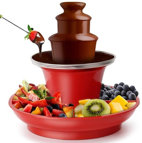 3 Tier Electric Chocolate Fountain,Commercial Stainless Steel Luxury Cheese Cascading Fondue Chocolate Fountain Machine - Melts Cheese,Chocolate,Queso,Candy - Small