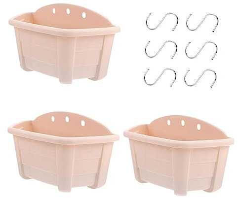 Gogogmee 1 Jeu Pot De Fleur Mural en Demi-Cercle Panier De Fleurs Suspendu Jardinière Suspendue De Jardin Plante D'intérieur Jardinières Murales Pot Mural Récipient à Fleurs Plastique Beige