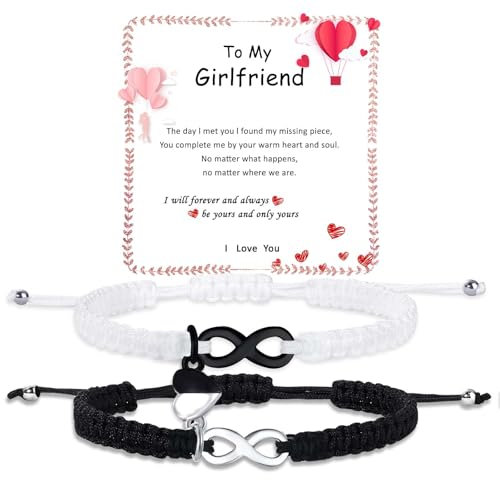 Couples Bracelets Matching Bracelets Adjustable Rope Infinity Bracelets for Couples Christmas Anniversary Valentines Gifts for Him HerBoyfriend Girlfriend Lovers Husband Wife (To My Girlfriend)