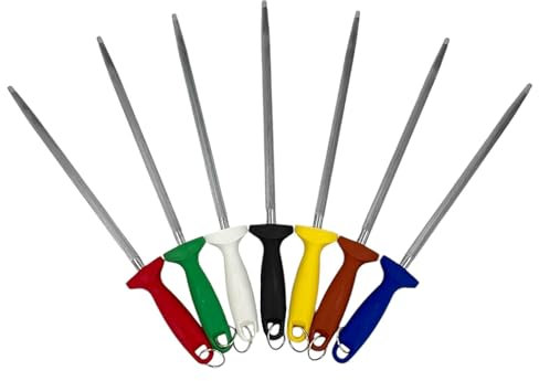 Chabrias Ltd Professional Sharpening Steel, 12 (300mm) - Premium Carbon Steel Honing Rod with Ergonomic Non-Slip Handle Knife Sharpener (Red)