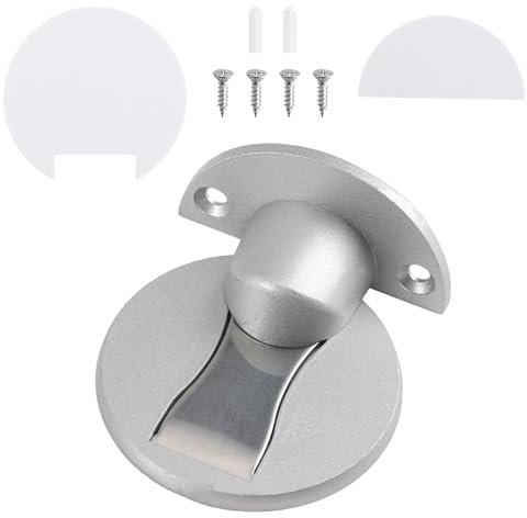 Magnetic Door Stop Stainless Steel Magnetic Door Stopper Self-Adhesive Magnetic Door Holder Catch Invisible No Drill Doorstop Heavy Duty Floor Mounted Holder for Home Office Brushed Nickel