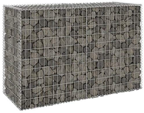IKAYAA Gabbioni Metallici per Pietre Gabbia Sassi per recinzioni, muri di Sostegno Gabbione con Copertura Gabbione in Rete in Acciaio Zincato-150 x 60 x 100 cm