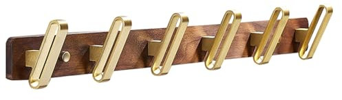 Porte-manteau mural avec crochets pour entrée et chambre à coucher, gain de place, pour serviettes de salle de bain et vêtements, finition dorée, 61 cm