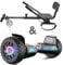 Hoverboard mit Sitzbefestigung, 8.5Zoll Self Balancing Scooters Go Kart mit Bluetooth und LED Lichtern, Gun+Black