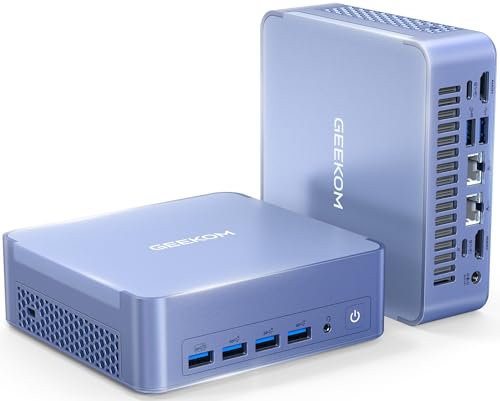 GEEKOM AX8 Max Mini PC,AMD Ryzen R7-8745HS (jusqu'à 4,9 GHz),32 Go RAM DDR5 5600 MHz,1To SSD PCIe 4.0,AMD Radeon 780M,Gaming PC,Windows 11 Pro Mini Computer Desktop|Wi-Fi 6E|BT5.2|2x2,5G LAN|2xUSB4|8K