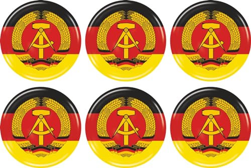 DDR Doming Aufkleber 6 Stück - PKW Auto Motorrad Biker Flagge Fahne 6DOR