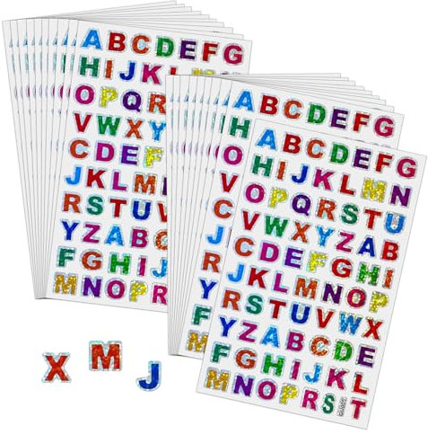 1400 Pcs Glitter Letter Stickers Alphabet Stickers Self-Adhesive and Waterproof Alphabet Sticker Personalised Vinyl Name Colorful Sticker for DIY Scrapbooking Water Bottles Decor