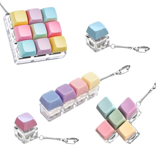 5pcs Keyboard Fidget Toy Keyboard Keychain Fidget Clicker Decompression Toys for Stress Relief Pass The Time