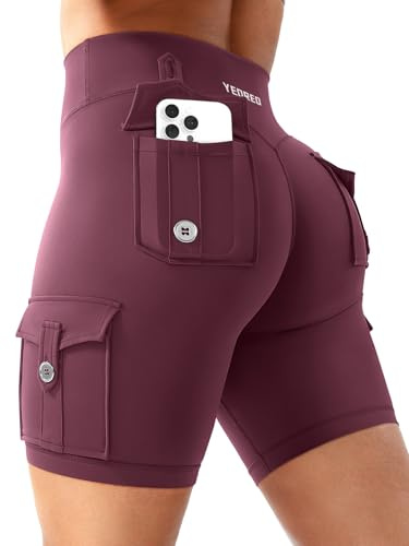 YEOREO CoreFlex Radlerhose Damen mit 4 Taschen 8 Damen Scrunch Sport Short | Hoch Taille, Nahtlose, Booty Lifting, Blickdicht, Für Yoga, Fitness, Gym, Sport, Workout, Kurze Legging