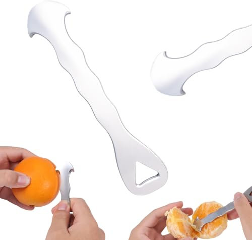 Gosknor Orange Peeler, Silver Stainless Steel Citrus Peeler Tool with Hanging Hole Easy to Hold Practical Fruit Tool for Oranges Lemons Tangerines Grapefruits