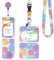 Porte Badge Tour de Cou 2 Pcs Porte-Badge avec Portant Cordon Pour Carte d'Identification Protege Carte Bancaire Carte de Bureau Porte Carte Bus(smiling face)
