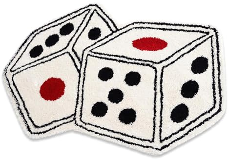 Huipalon Dice-shaped 50cm x 80cm Indoor/Outdoor Doormat, Washable, Non-slip, Funny, White/Black