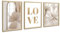 3Pcs En bois Cadre Boho Beige Blanc LOVE Magnolia Tableau Décoration Murale Salon Nordique Minimalisme Famille Impression sur Toile Peintures sur Toile Décor Murale pour Chambre Maison Bain 30x40cmx3